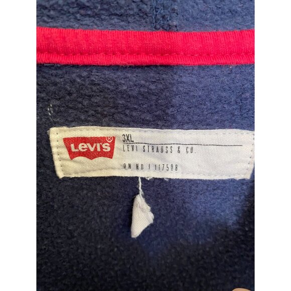 Levis Mens Pullover Hoodie Colorblock Red White Blue 3XL Logo Sweatshirt Casual - Picture 4 of 6